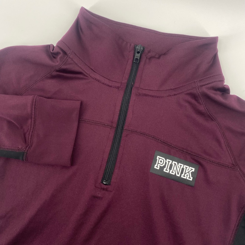 PINK Victoria's Secret Ultimate Pullover‎ Women M Maroon Quarter Zip